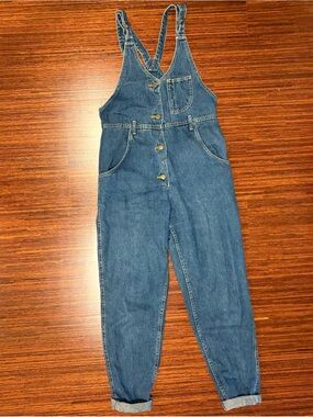 Vintage Lee Denim Bib Overalls Womens 12 Blue Denim Tapered USA 80s 90s